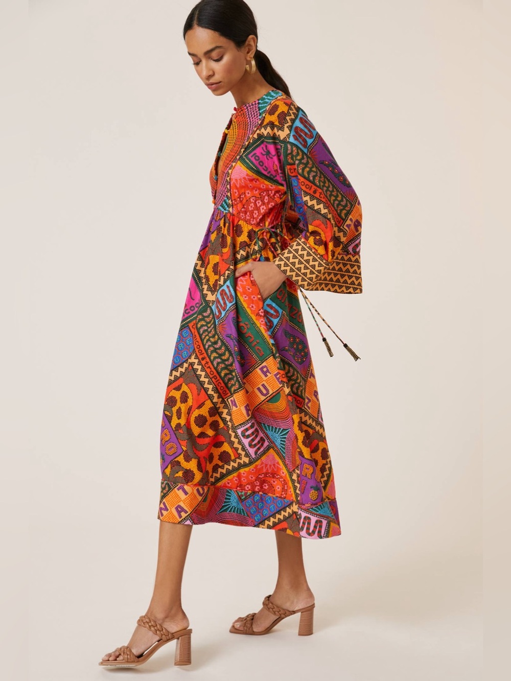 AG26 Farm Rio Dotted Patchwork Midi Dress - Picture 2 of 14